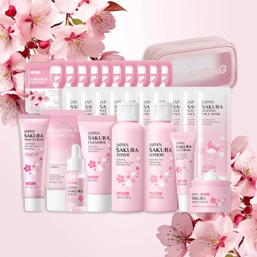 Coffret de Soins Visage Sakura – Set 29 Pièces Nettoyage Profond & Hydratation