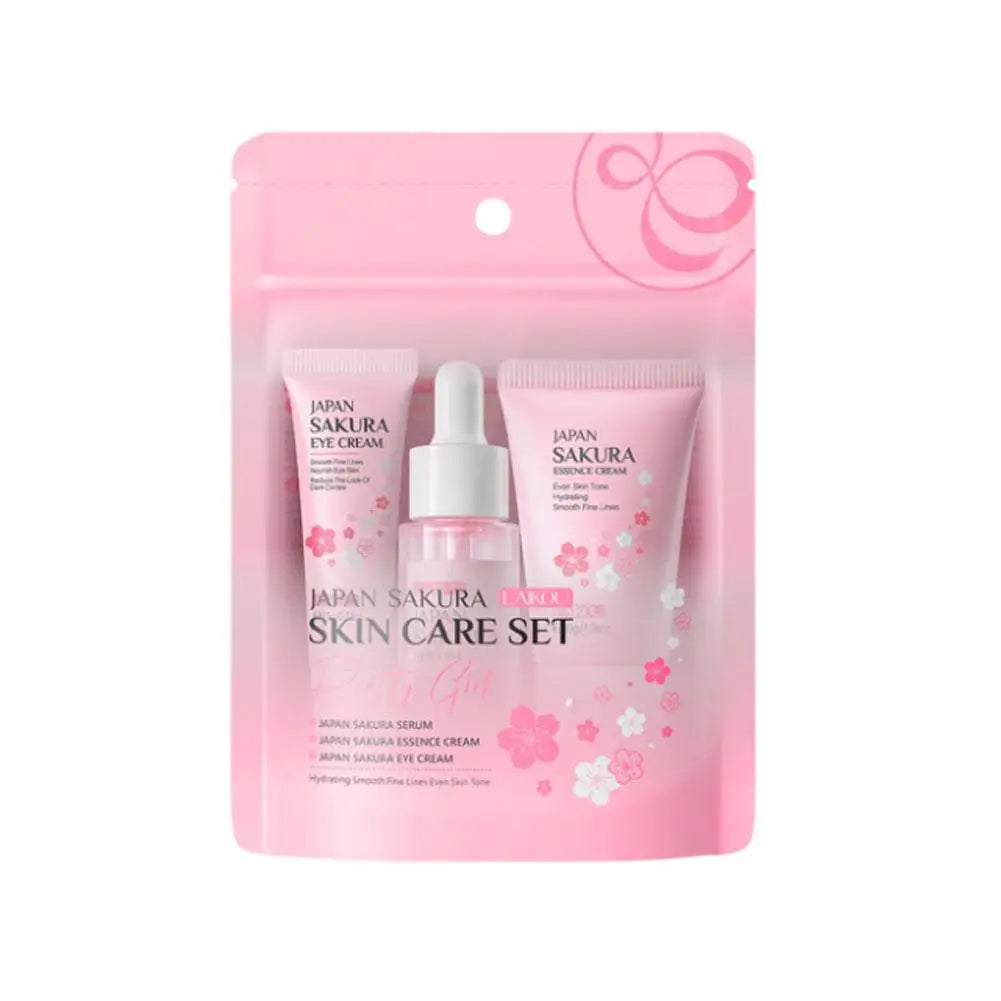 Coffret de Soin Visage Sakura – Nettoyant, Tonique, Sérum, Crème & Soin Yeux